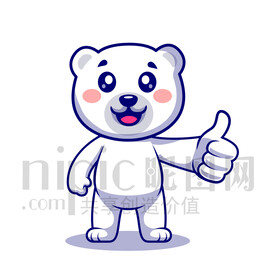 可愛卡通點(diǎn)贊的北極熊