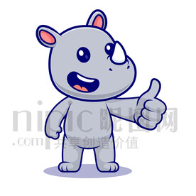 可愛卡通點(diǎn)贊的犀牛