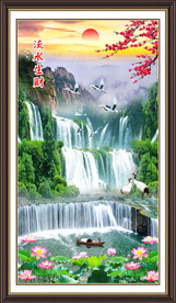 源遠(yuǎn)流長(zhǎng)瀑布山水裝飾畫