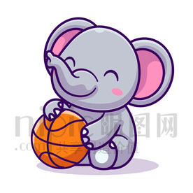可愛卡通玩球的大象