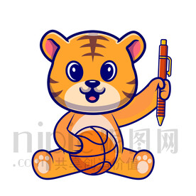 可愛卡通玩球的小老虎