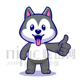 可愛卡通點贊的小狗哈士奇