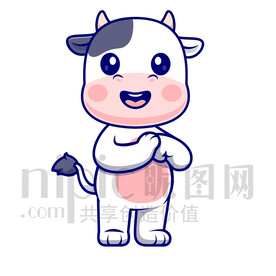 可愛卡通握拳的小奶牛