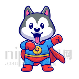 可愛卡通超人小狗哈士奇