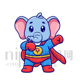 可爱卡通超人大象