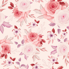 粉色大花印花無縫連續(xù)圖案 