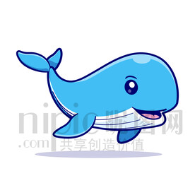 可愛卡通藍(lán)鯨鯨魚