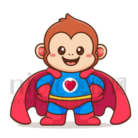 可愛卡通超人猴子