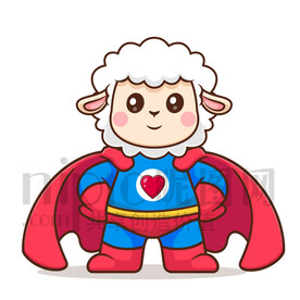 可愛卡通超人綿羊