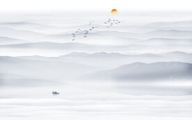 大氣水墨山水畫背景墻