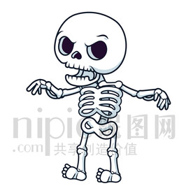卡通骷髏頭人體骨頭架