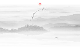 灰色山水水墨畫(huà)背景墻