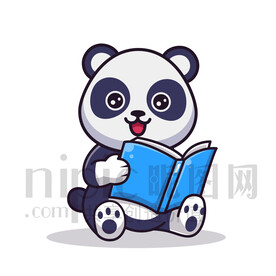 可愛卡通愛學(xué)習(xí)的大熊貓