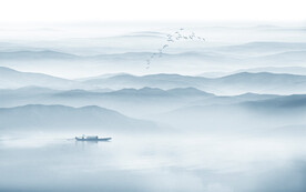 中式山水畫水墨電視背景墻