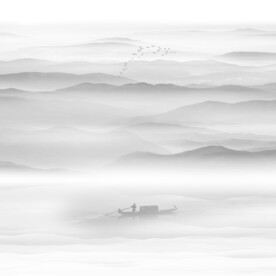 新式中式山水壁畫