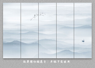 中式屏風(fēng)水墨山水畫背景墻