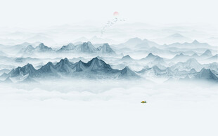 禪境水墨裝飾畫壁畫