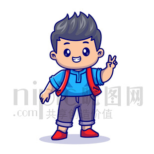 可愛卡通商務(wù)人士男孩