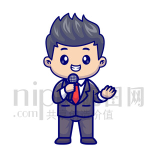可愛卡通人物演講商務(wù)男士