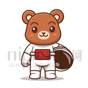 可愛卡通動(dòng)物宇航員狗熊棕熊