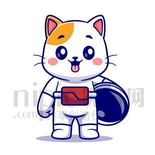 可爱卡通动物宇航员猫咪