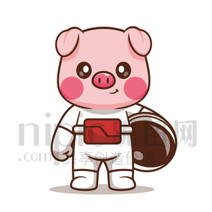 可愛卡通動物宇航員小豬豬