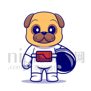 可爱卡通动物宇航员癞皮狗