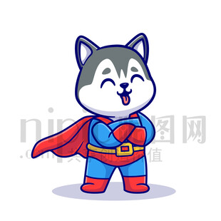 可愛卡通超人小狗