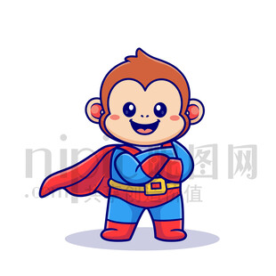 可愛卡通超人猴子