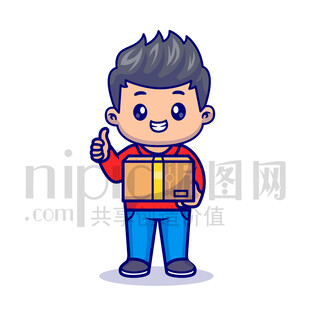 可愛卡通商務(wù)人士快遞小哥