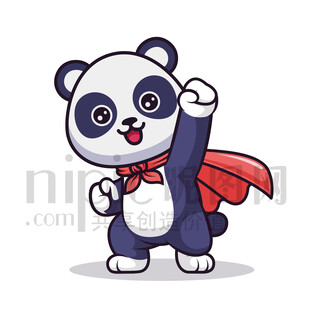可愛卡通超人大熊貓