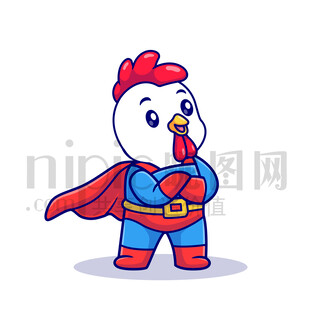 可愛卡通超人公雞母雞