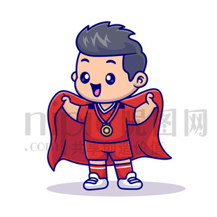 可愛卡通獲得獎牌的運動員