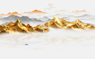 金箔山水画背景墙