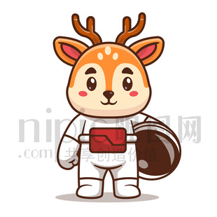 可愛(ài)卡通動(dòng)物宇航員梅花鹿