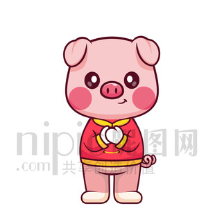 可愛卡通抱拳恭喜發(fā)財(cái)?shù)呢i