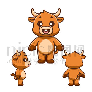 卡通黃牛三視圖