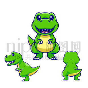 卡通恐龍三視圖