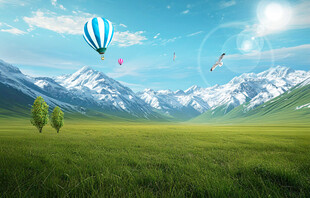 藍天大草原背景圖