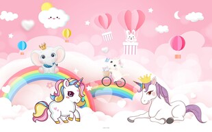 粉色卡通少女心背景墙图片