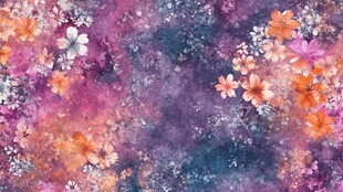 夢幻花卉水彩背景圖