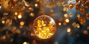 金色夢幻懸浮樹葉玻璃球
