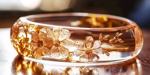 琥珀雕花手鐲 精致典雅