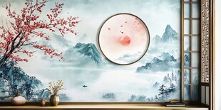 中式山水意境裝飾畫(huà)場(chǎng)景