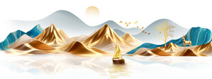 金箔山水畫背景墻