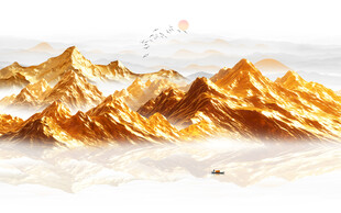 金箔山水畫背景墻