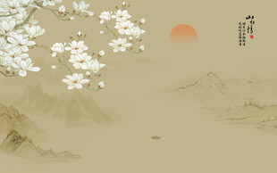 新中式蘭花工筆花鳥畫背景墻