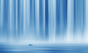 招財瀑布山水畫幕墻