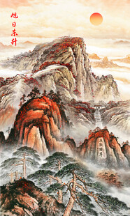 泰山日出五岳独尊玄关画