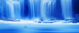 招財瀑布山水畫背景墻